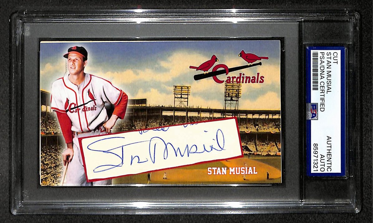 Stan Musial HOF Signed/Autographed Cut Custom Card Cardinals PSA/DNA 214044