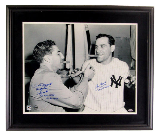 Yogi Berra Phil Rizzuto Signed 16x20 Smoking Cigars Photo Framed Steiner XBD009