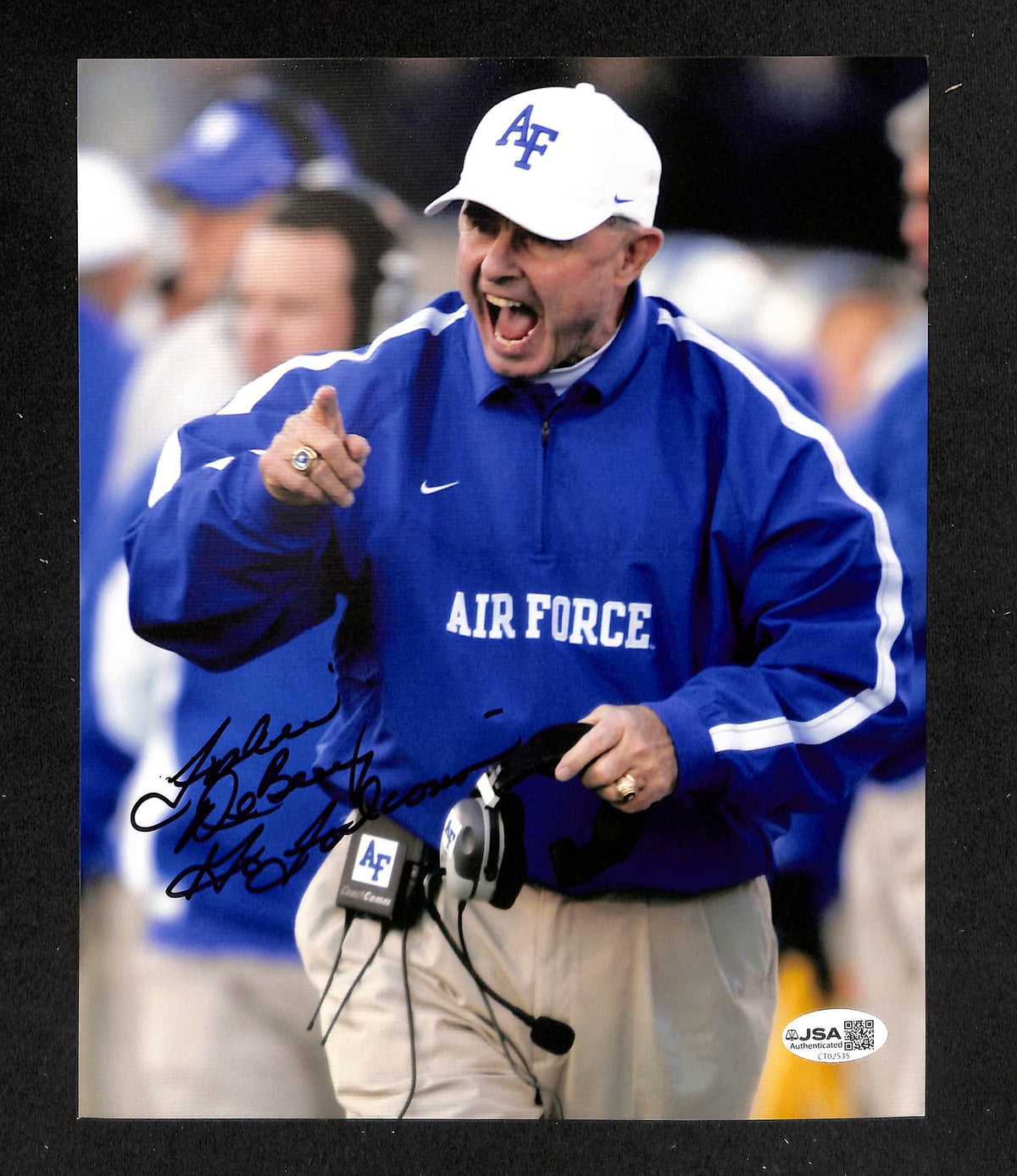 Fisher DeBerry Signed/Autographed 8x10 Photo Air Force JSA 214220