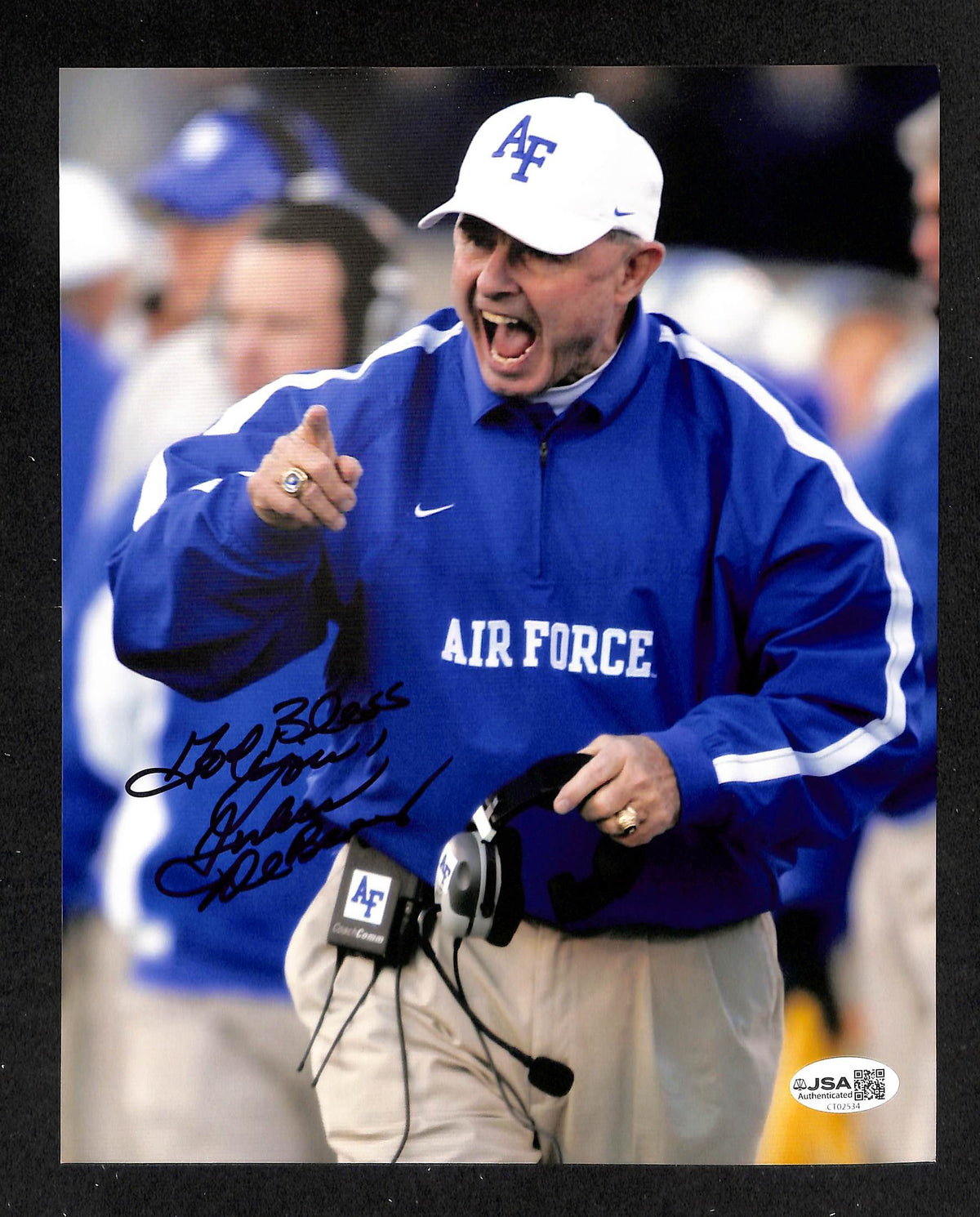 Fisher DeBerry Signed/Autographed 8x10 Photo Air Force JSA 214221