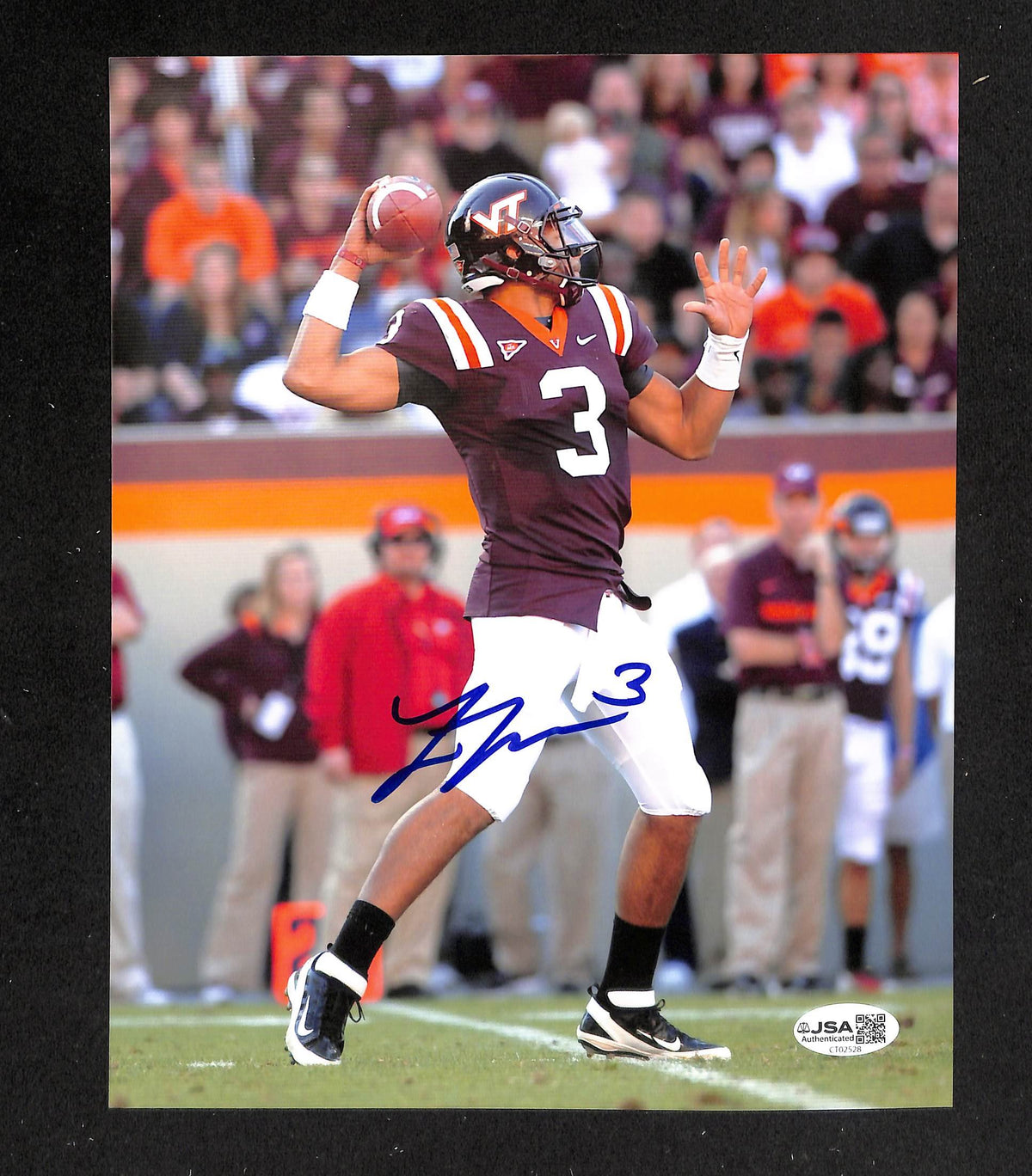 Logan Thomas Signed/Autographed 8x10 Photo Virginia Tech JSA 214227