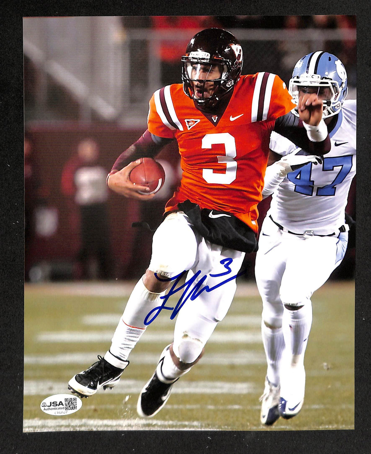 Logan Thomas Signed/Autographed 8x10 Photo Virginia Tech JSA 214228