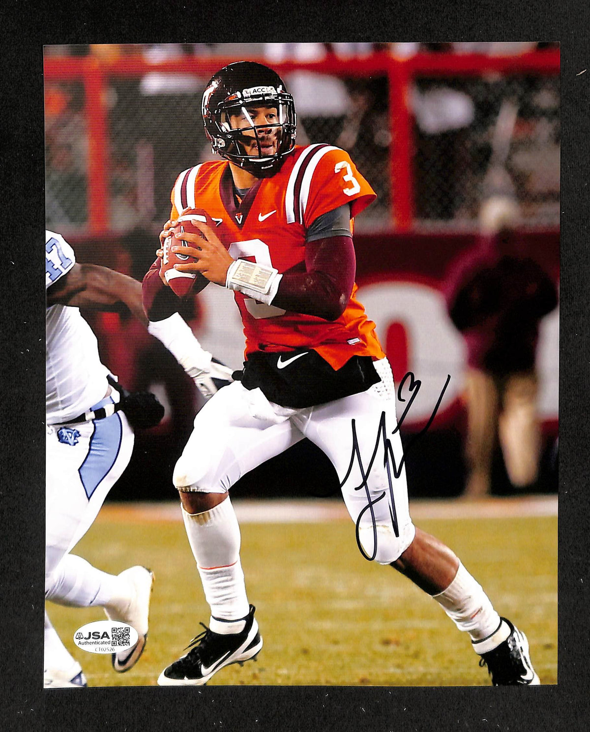 Logan Thomas Signed/Autographed 8x10 Photo Virginia Tech JSA 214229