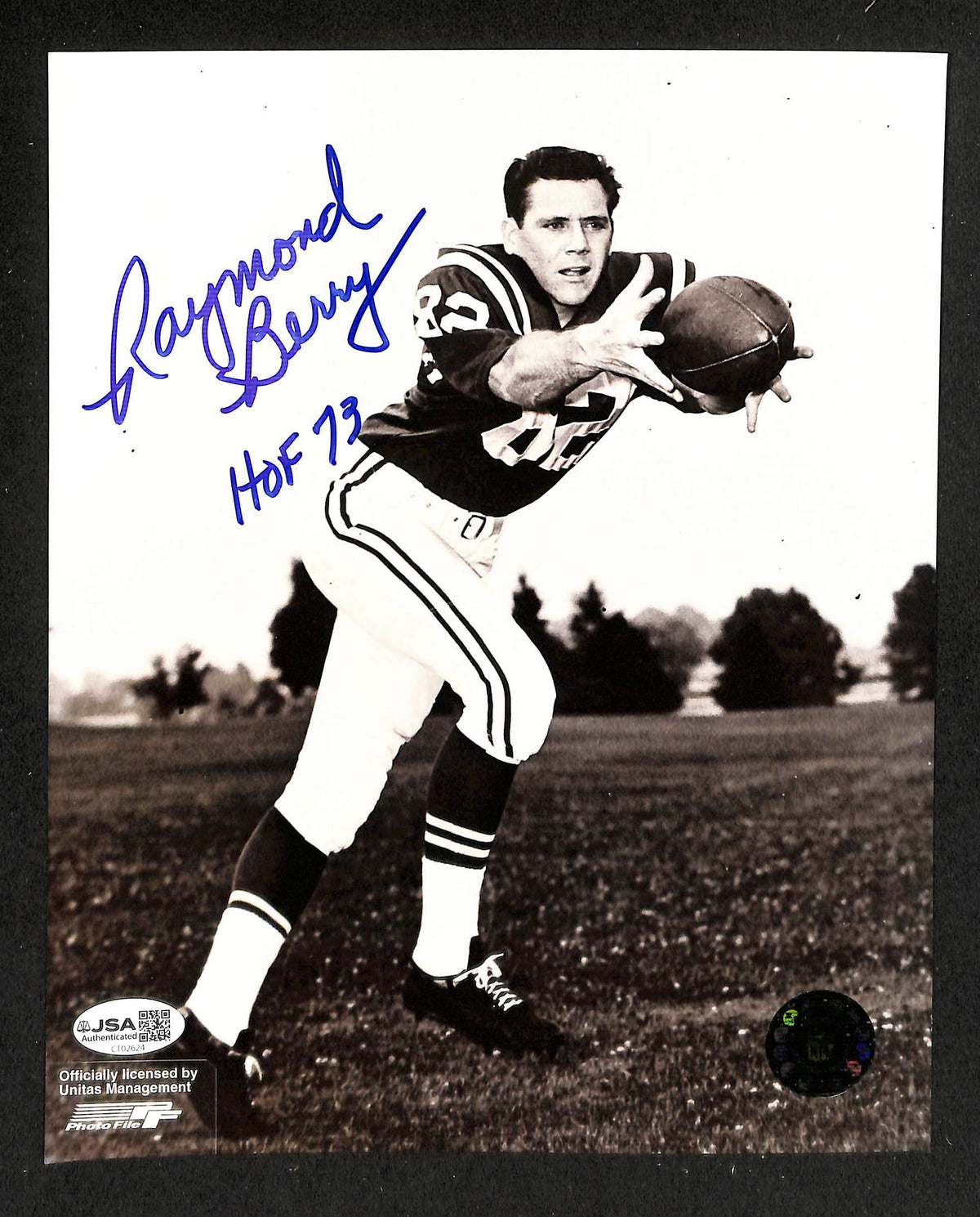 Raymond Berry HOF Signed/Autographed 8x10 Photo Colts JSA 214181
