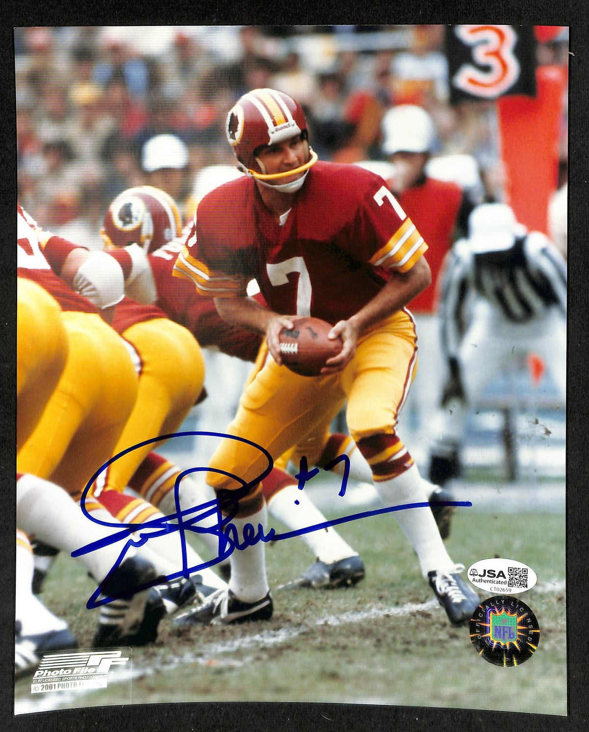 Joe Theismann Signed/Autographed 8x10 Photo Redskins JSA 212796