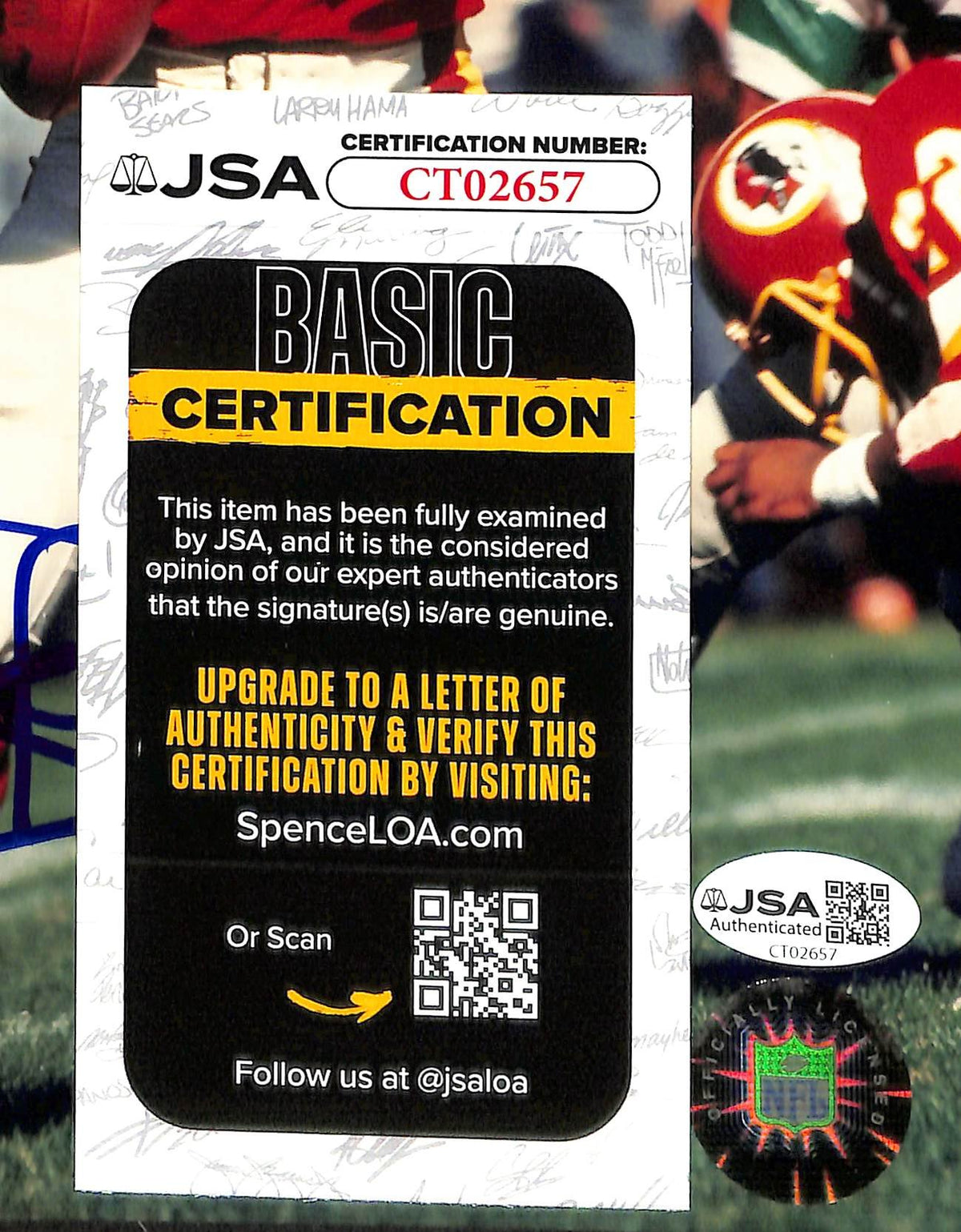 Joe Theismann Signed/Autographed 8x10 Photo Redskins JSA 212797