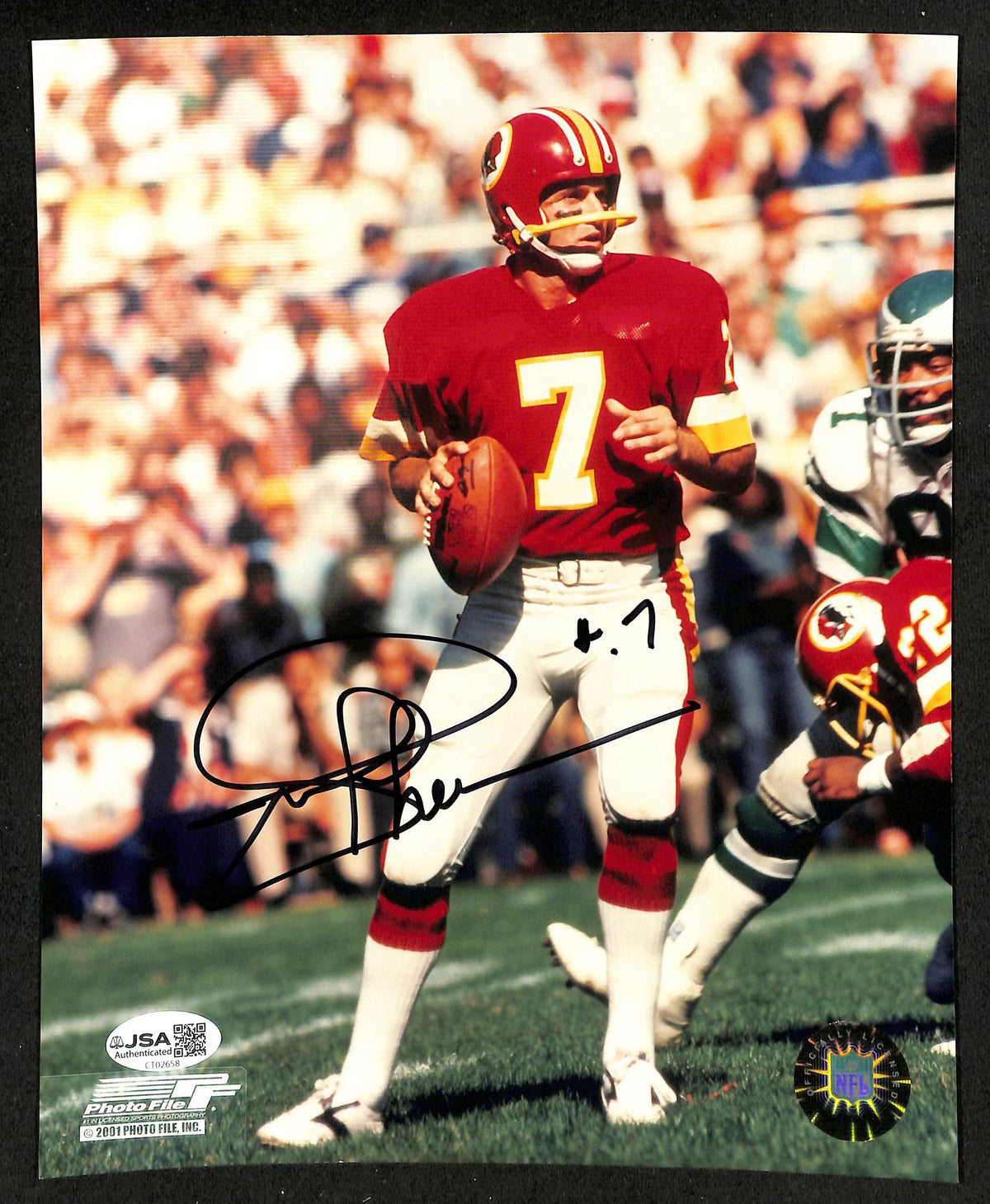 Joe Theismann Signed/Autographed 8x10 Photo Redskins JSA 212798