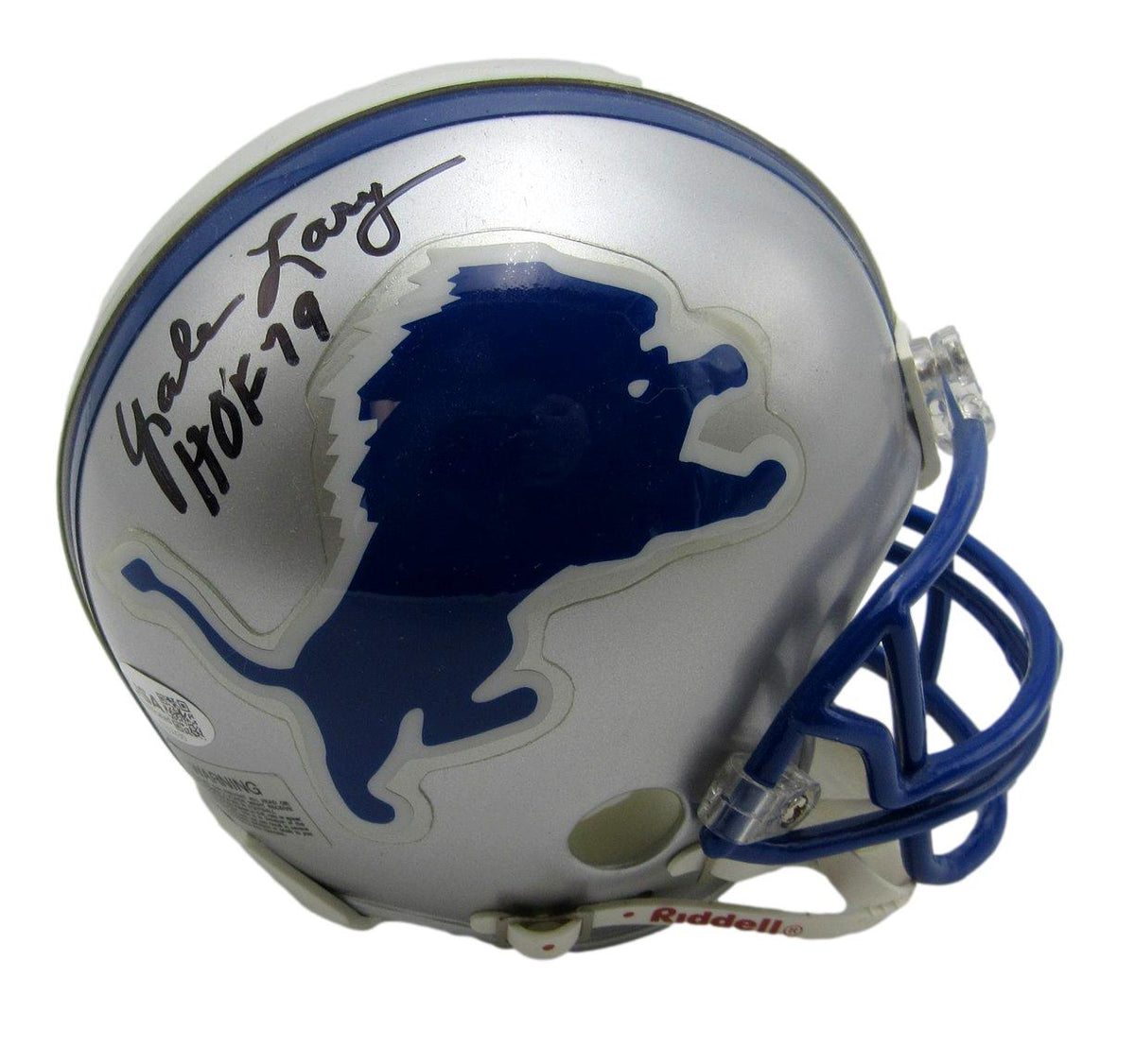 Yale Lary HOF Signed/Inscribed Detroit Lions Mini Football Helmet JSA 213493
