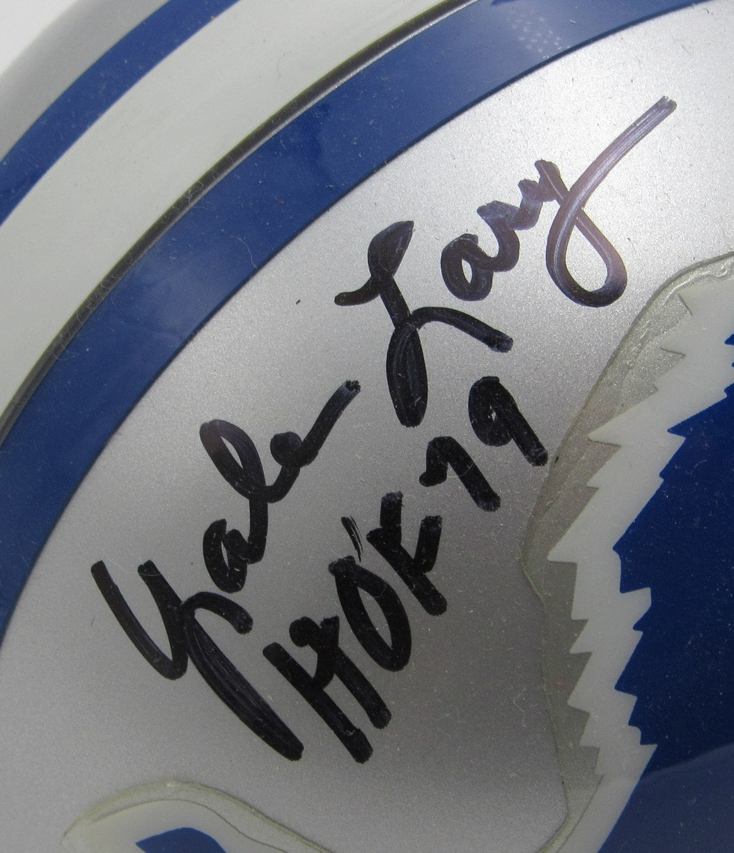 Yale Lary HOF Signed/Inscribed Detroit Lions Mini Football Helmet JSA 213493