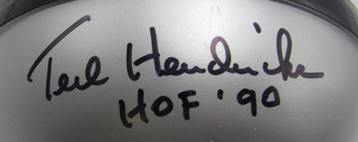 Ted Hendricks HOF Signed/Inscribed Raiders Mini Football Helmet JSA 213495