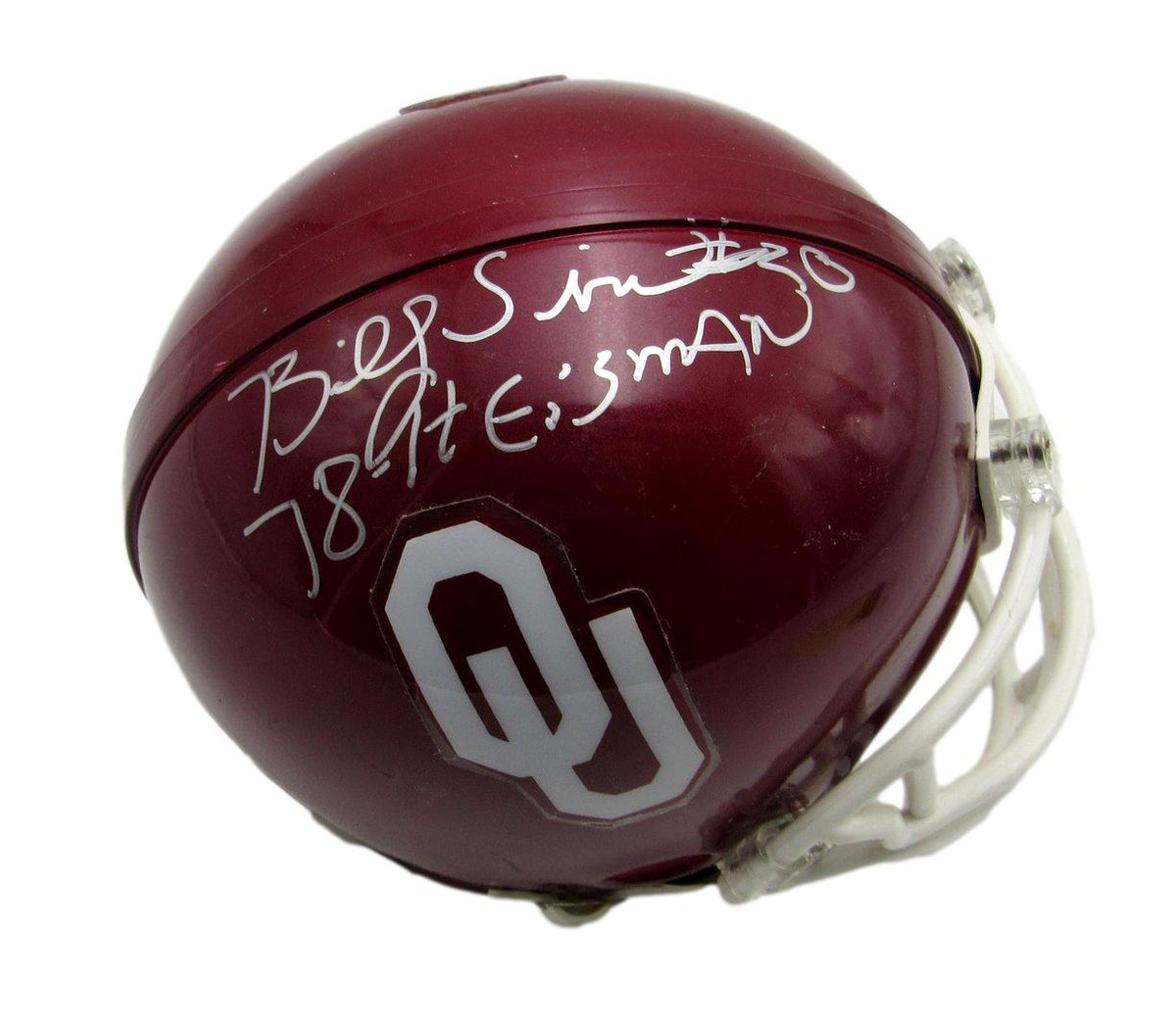 Billy Sims Signed/Inscribed Univ of Oklahoma Mini Football Helmet JSA 213497