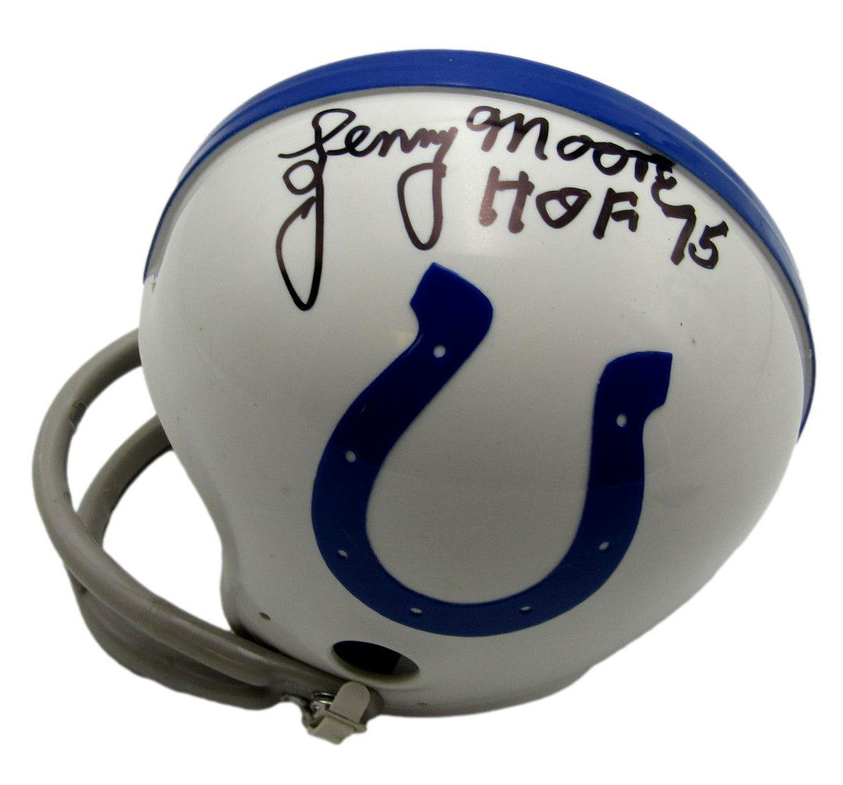 Lenny Moore HOF Signed/Inscribed Colts Mini Football Helmet JSA 213512