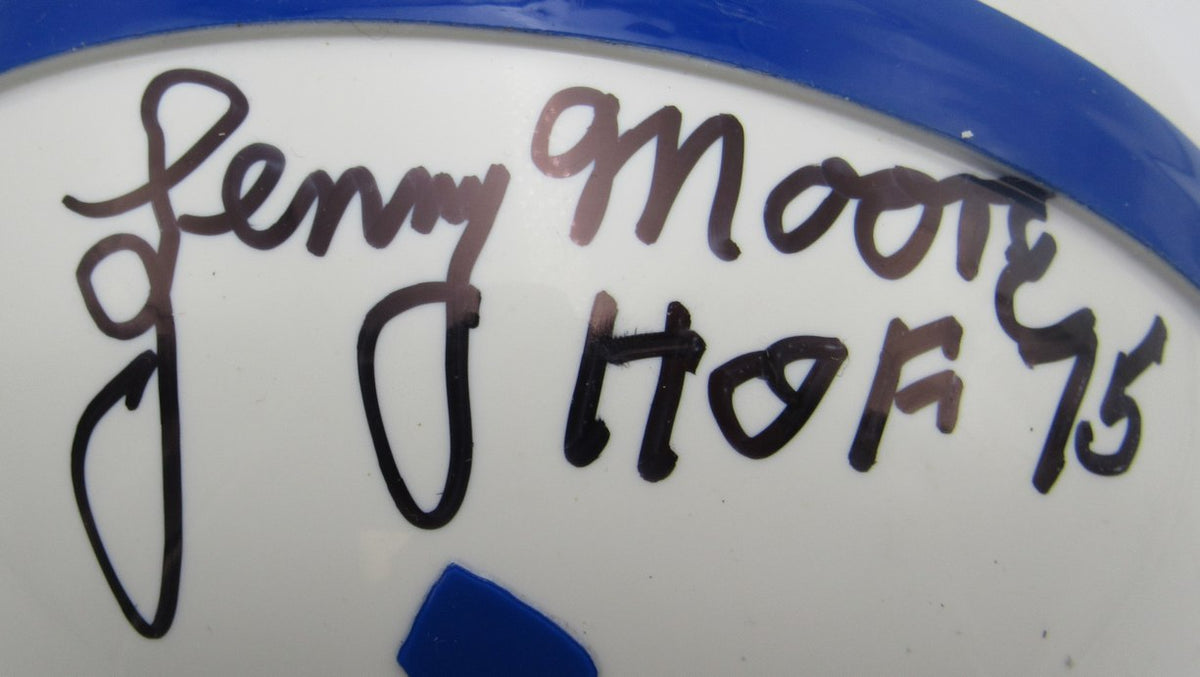 Lenny Moore HOF Signed/Inscribed Colts Mini Football Helmet JSA 213512