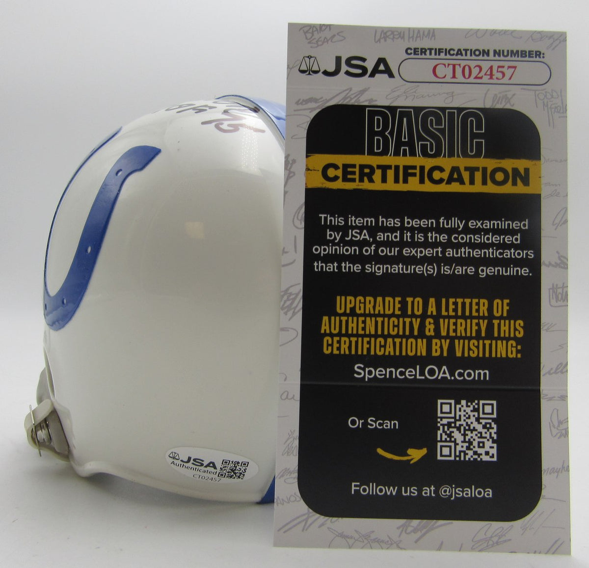 Lenny Moore HOF Signed/Inscribed Colts Mini Football Helmet JSA 213512