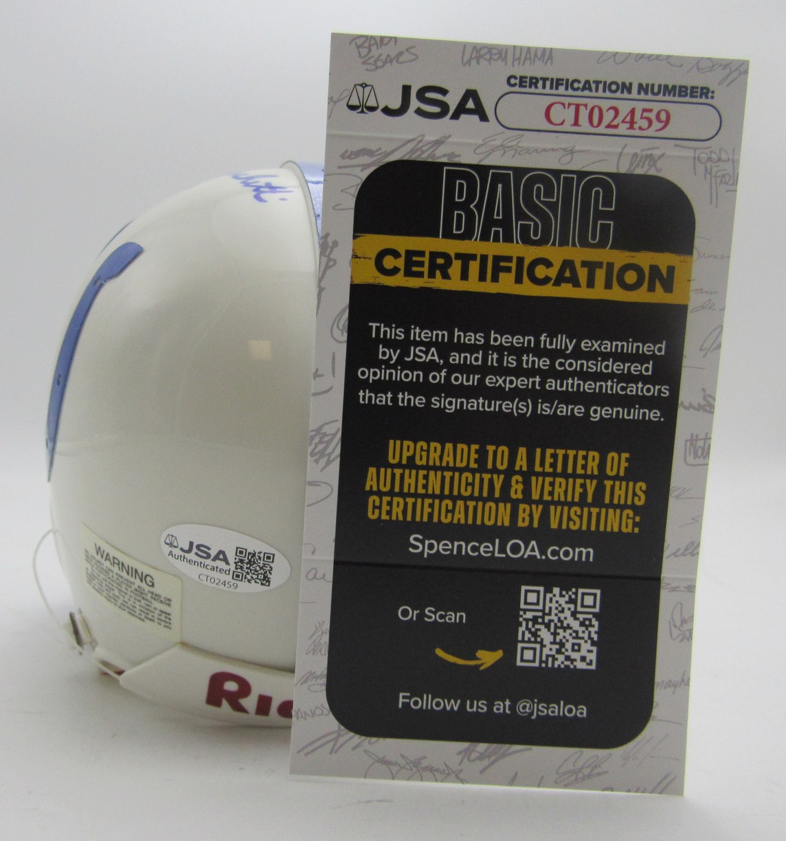 Gino Marchetti HOF Signed/Inscribed Colts Mini Football Helmet JSA 213513