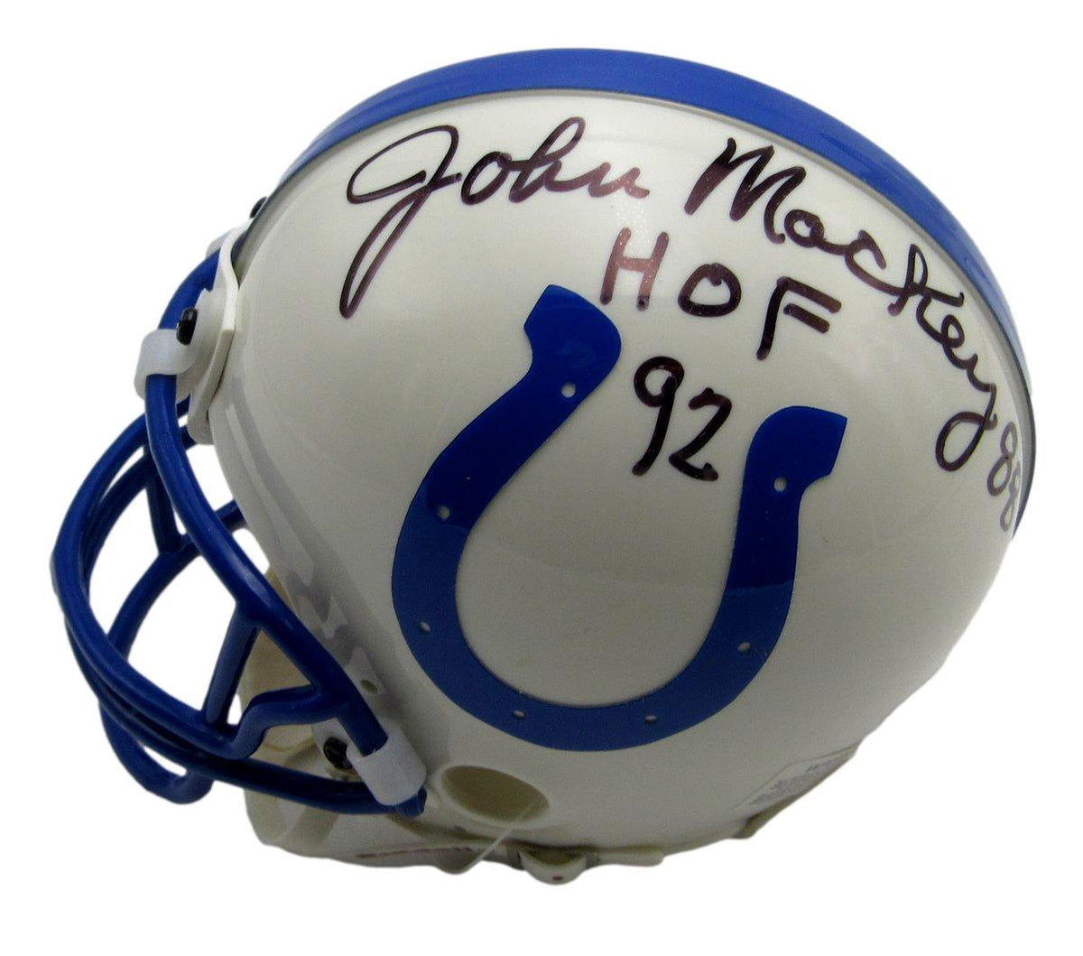 John Mackey HOF Signed/Inscribed Colts Mini Football Helmet JSA 213514