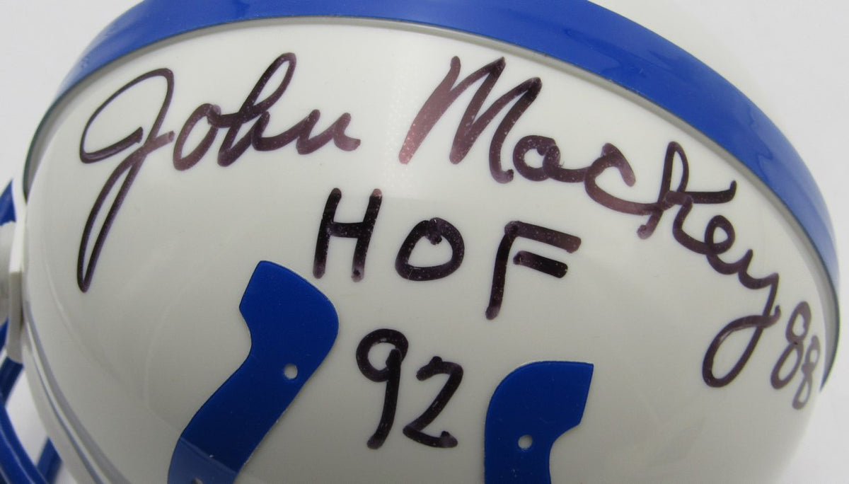 John Mackey HOF Signed/Inscribed Colts Mini Football Helmet JSA 213514