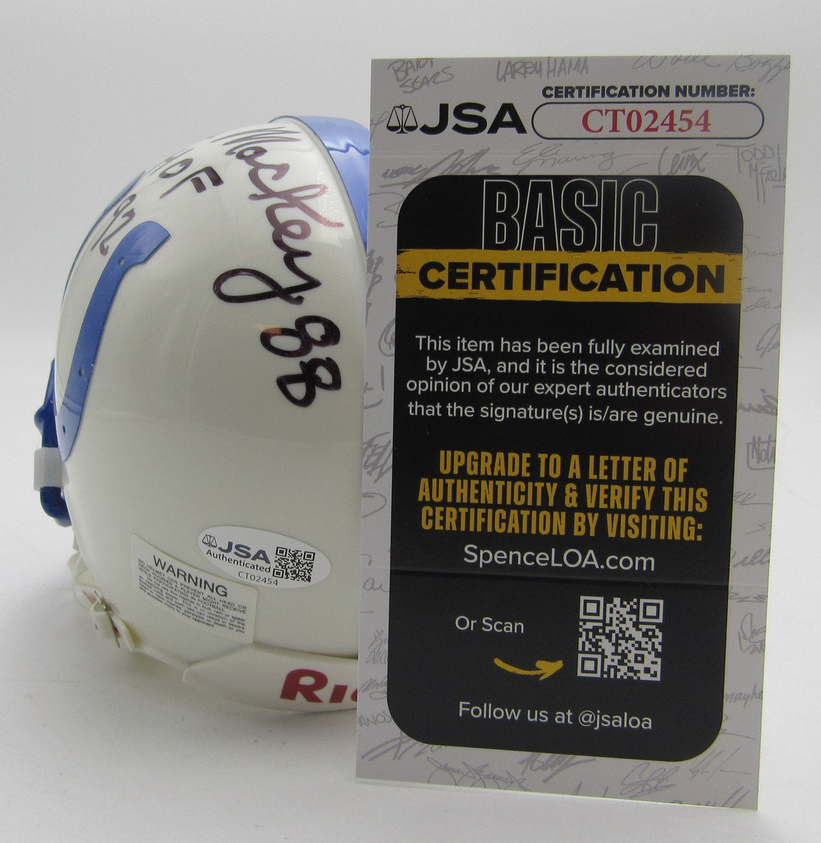 John Mackey HOF Signed/Inscribed Colts Mini Football Helmet JSA 213514