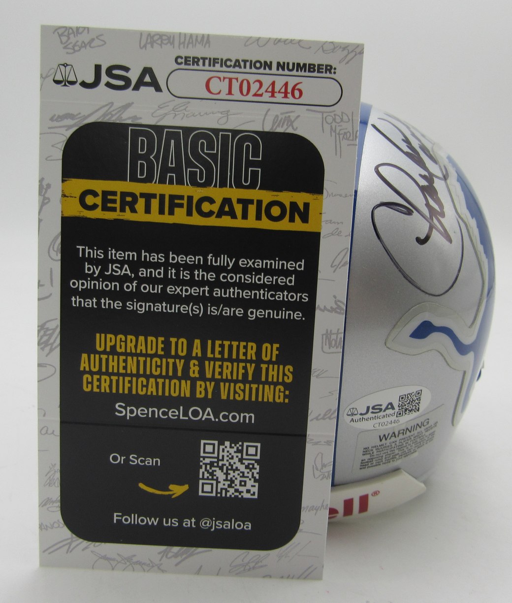 Charlie Sanders HOF Signed/Inscr Detroit Lions Mini Football Helmet JSA 213520
