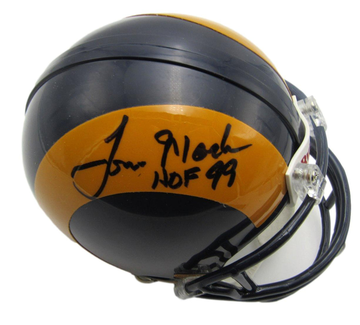 Tom Mack HOF Signed/Inscribed LA Rams Mini Football Helmet JSA 213523