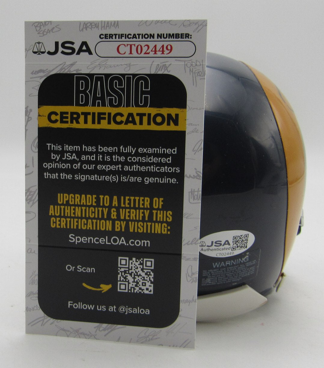 Tom Mack HOF Signed/Inscribed LA Rams Mini Football Helmet JSA 213523