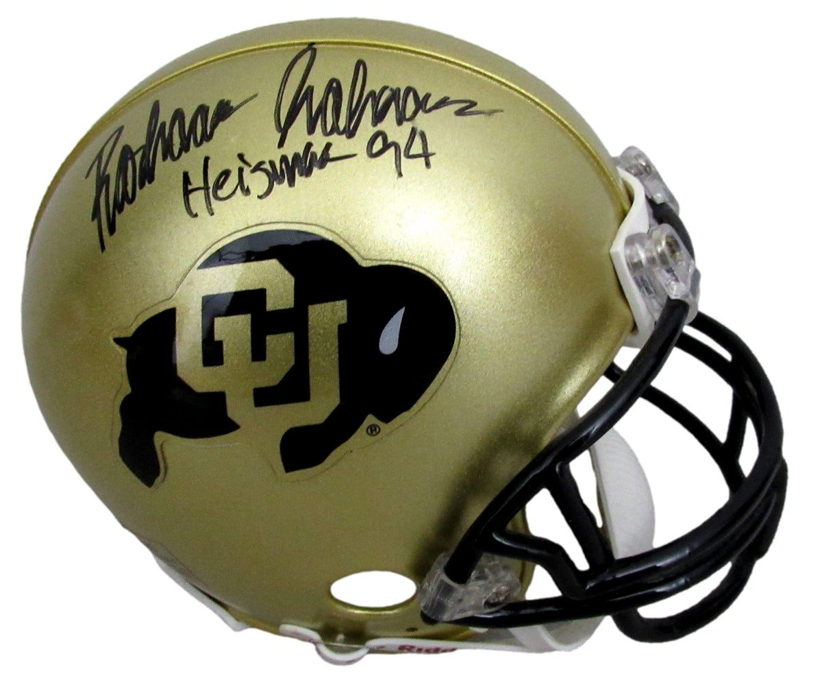 Rashaan Salaam Signed/Inscribed Colorado Mini Football Helmet JSA 213084
