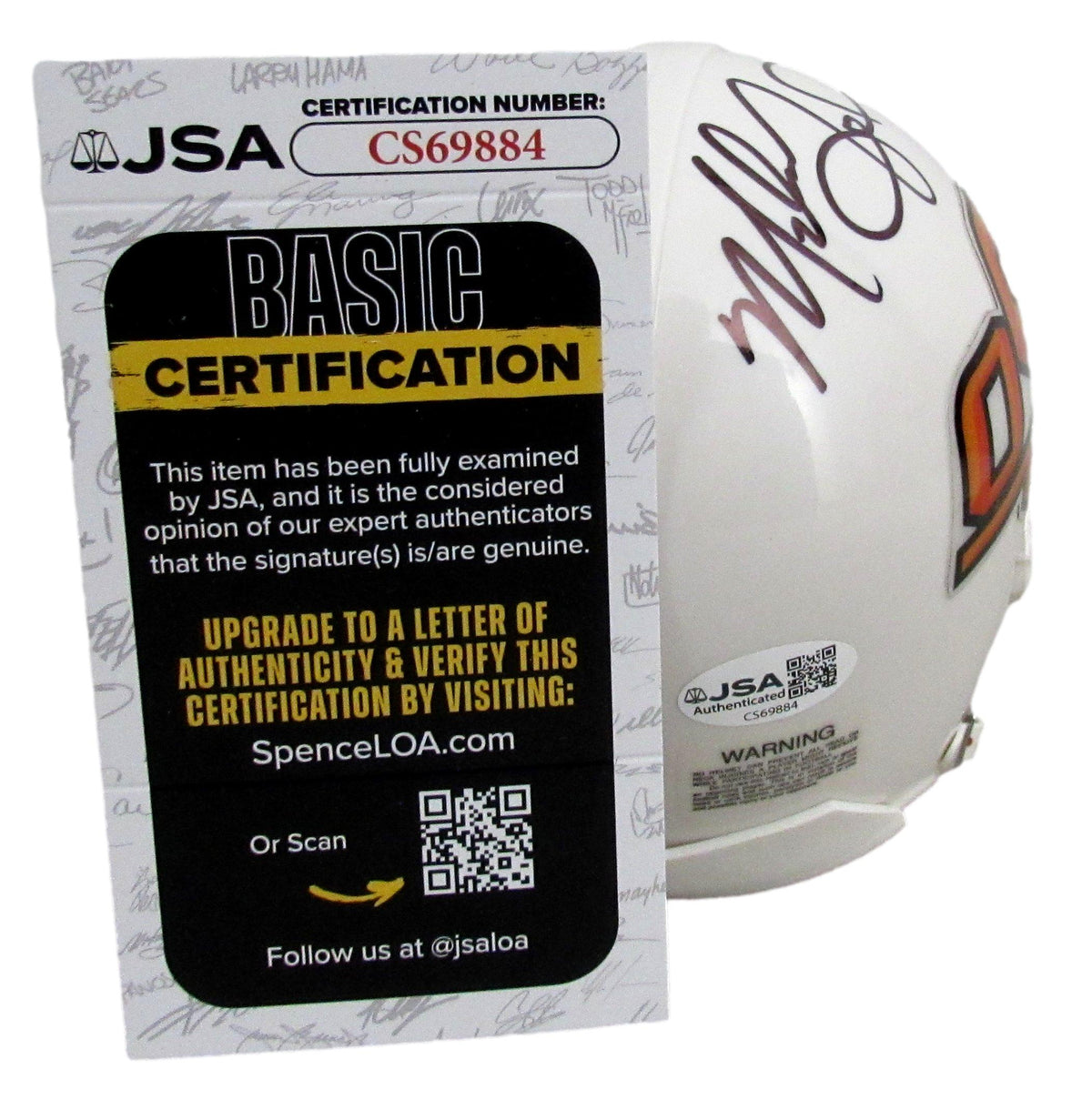 Mike Gundy Signed/Auto Oklahoma State Mini Football Helmet JSA 213087