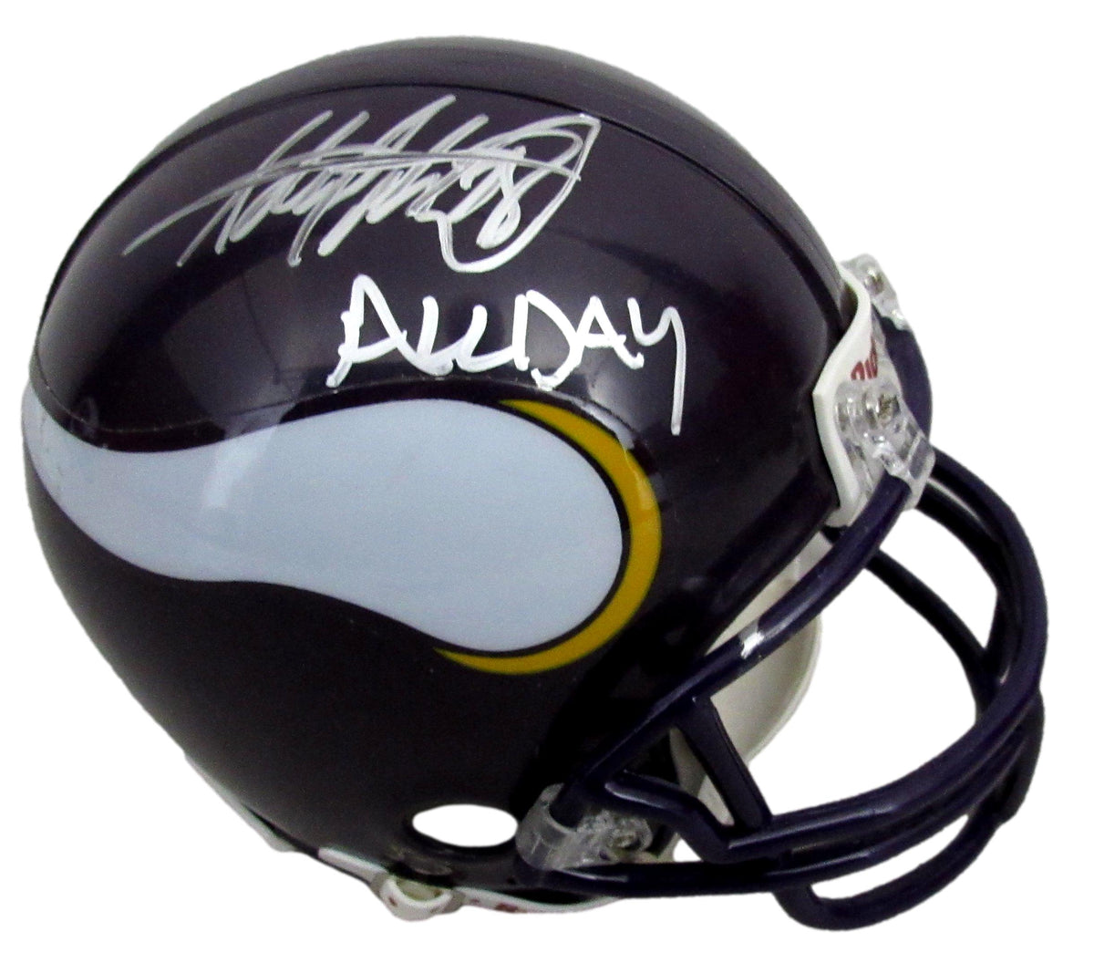 Adrian Peterson Signed/Inscribed Vikings Mini Football Helmet JSA 213099