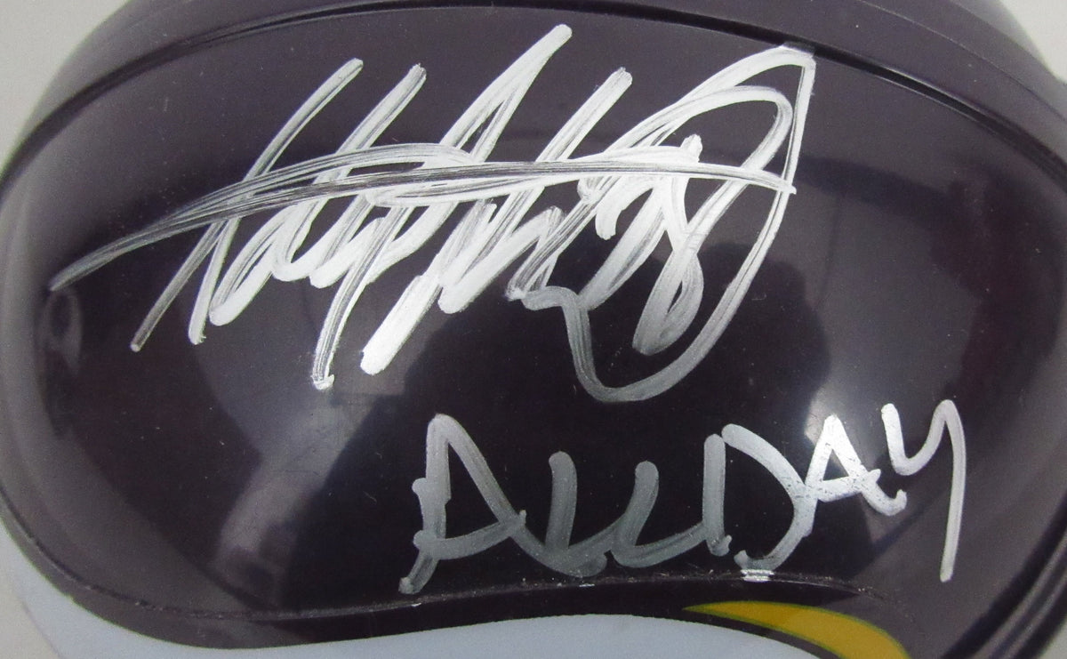 Adrian Peterson Signed/Inscribed Vikings Mini Football Helmet JSA 213099