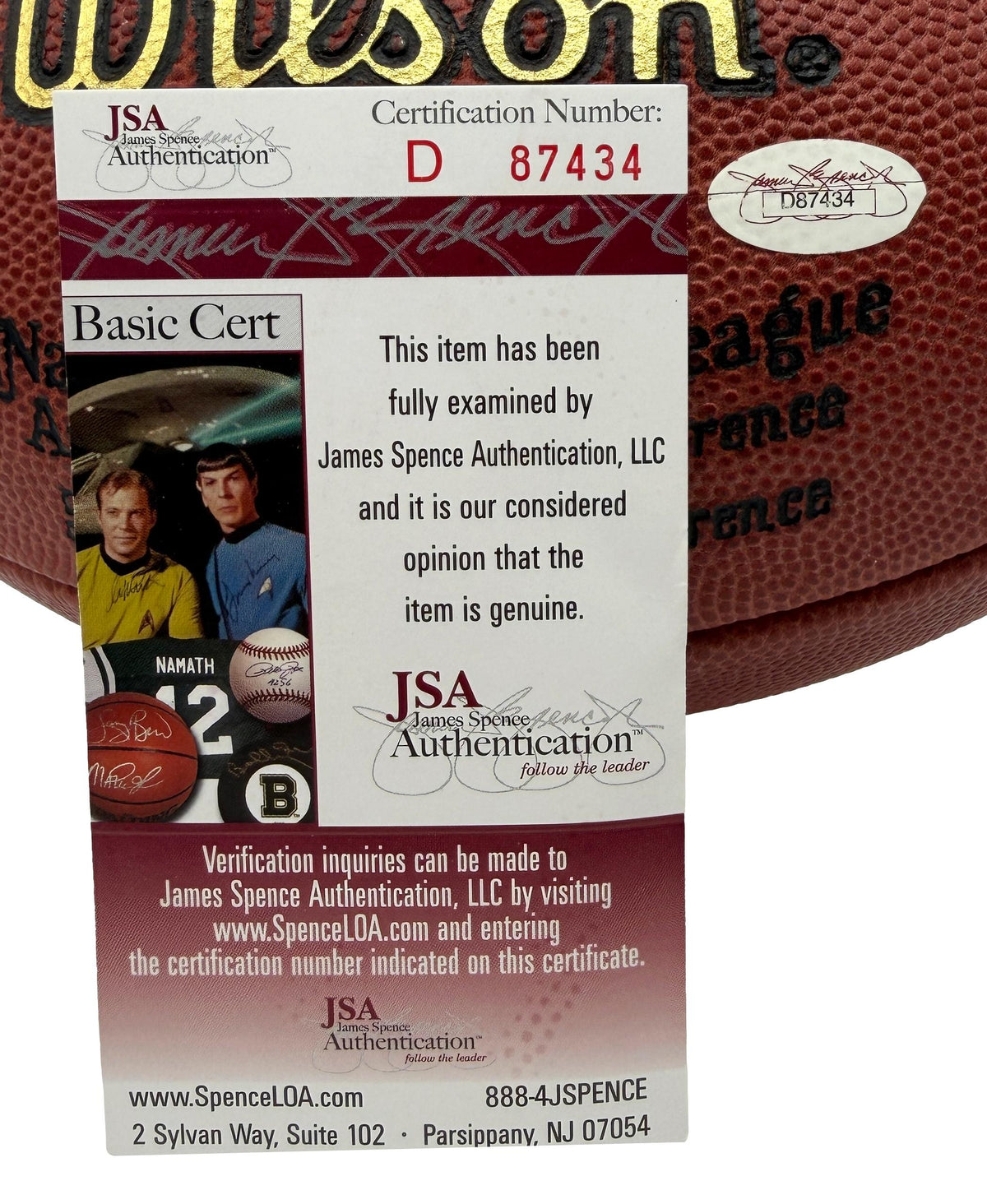 Dan Marino HOF Signed Official Wilson NFL Football Dolphins JSA 214080