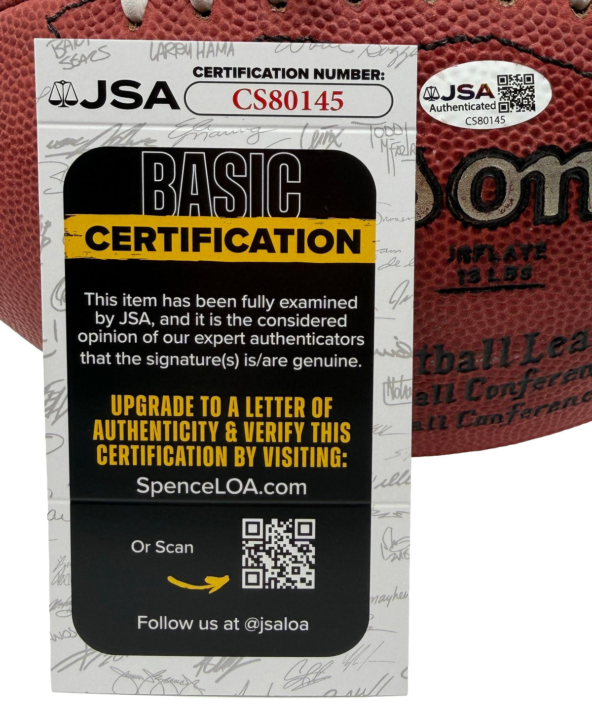 Joe Namath HOF Signed Official Wilson NFL Football Jets JSA 214087
