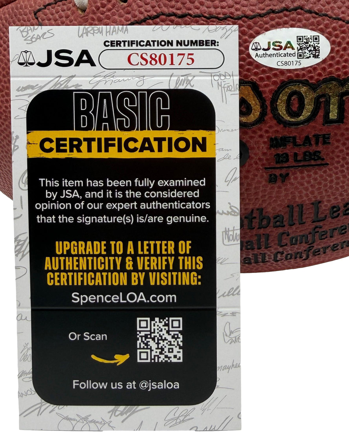 Randy Moss HOF Signed Official Wilson NFL Football Vikings JSA 214088