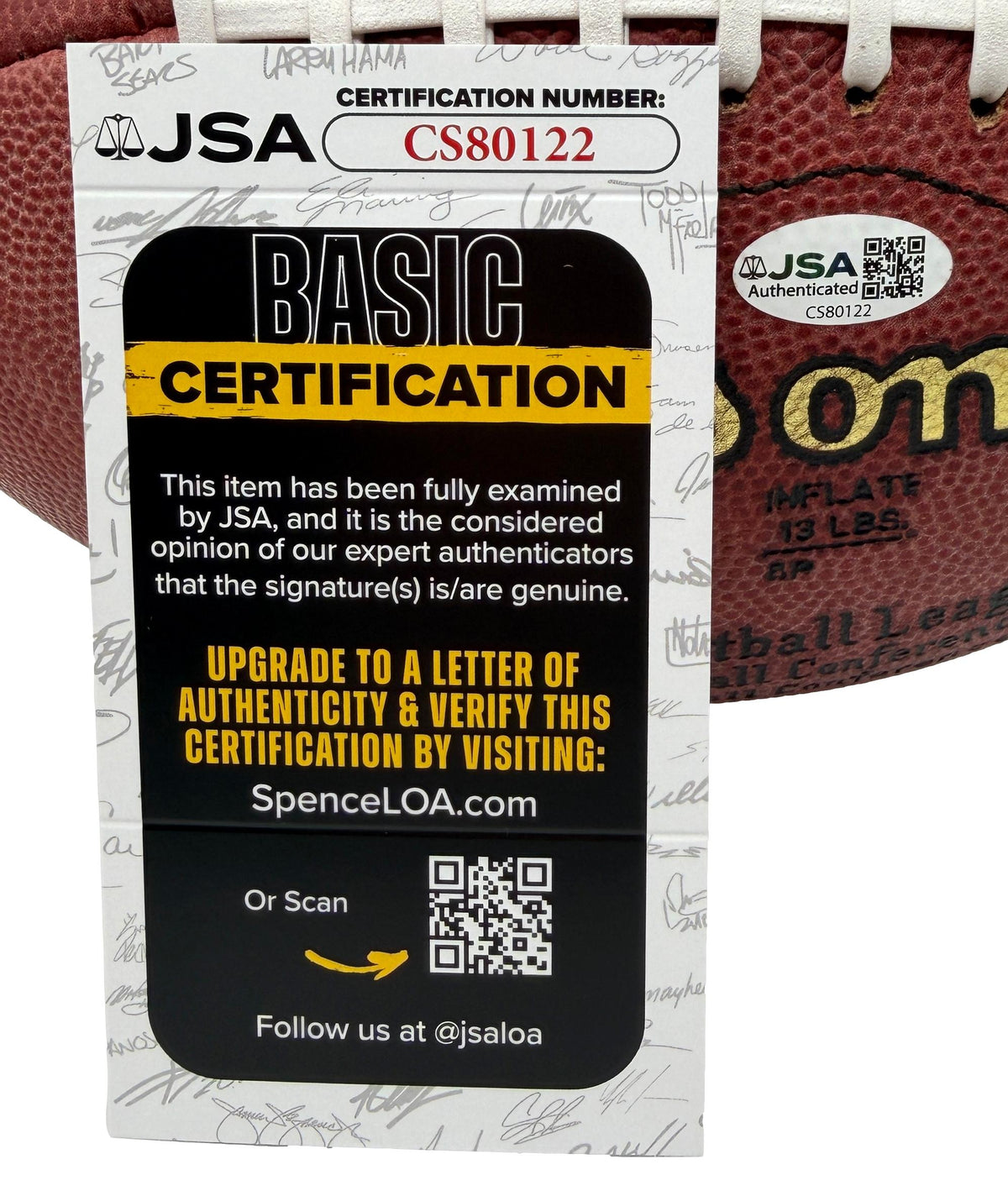 Barry Sanders HOF Signed Official Wilson NFL Football Lions JSA 214101