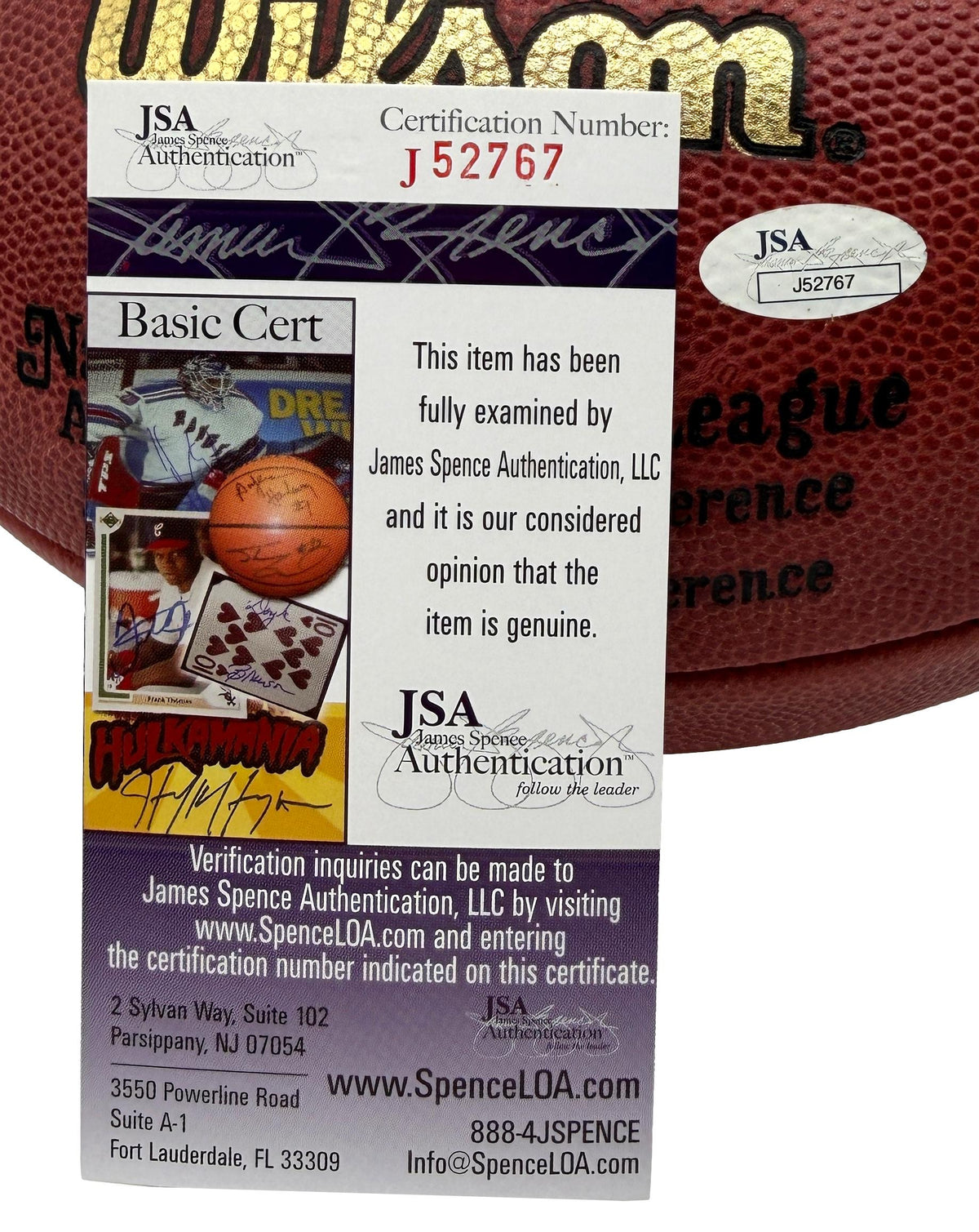Fran Tarkenton HOF Signed Official Wilson NFL Football Vikings JSA 214102