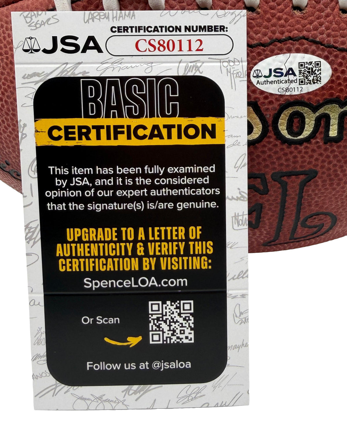 Jim Brown HOF Signed Official Wilson NFL Football Browns JSA 214103