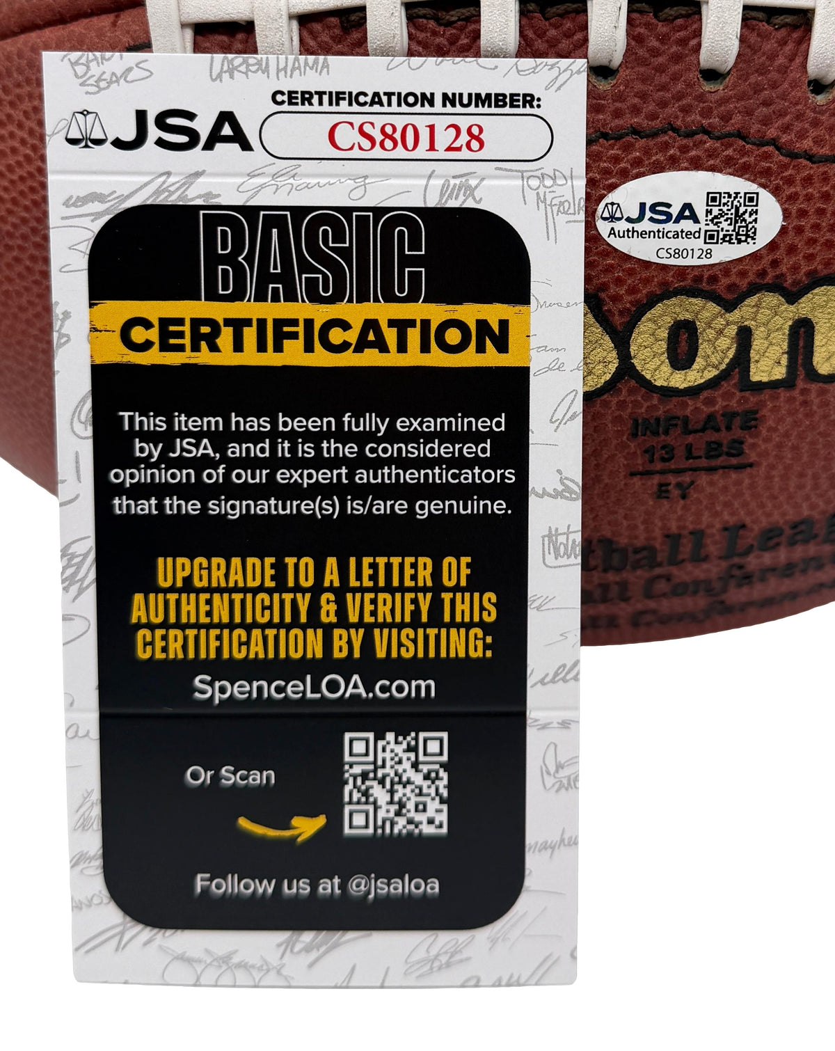 Steve Largent HOF Signed Official Wilson NFL Football Seahawks JSA 214118