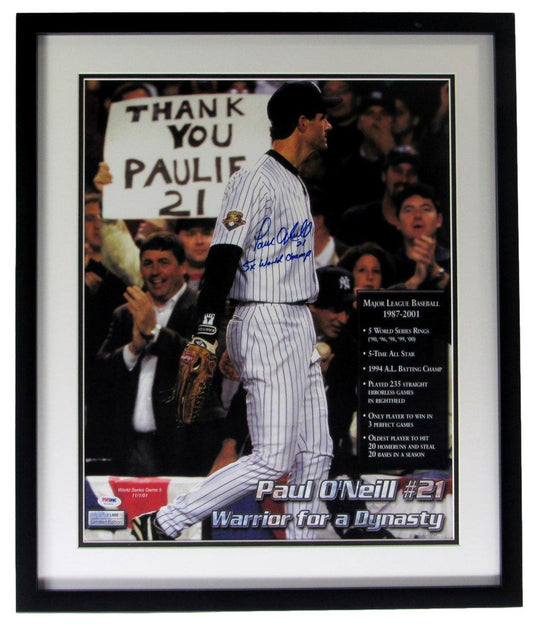Paul O'Neill Signed/Inscribed Framed 16x20 Photo Yankees PSA/DNA 479/1000 XBD013