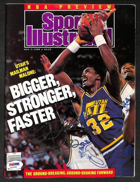 Karl Malone HOF Signed/Autographed 1988 Sports Illustrated Magazine PSA 214491