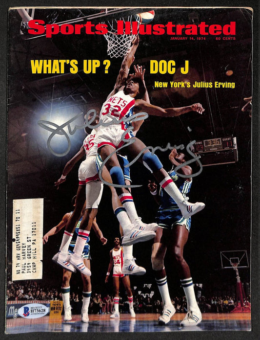 Julius Dr J Erving HOF Signed 1974 Sports Illustrated Magazine BAS 214495