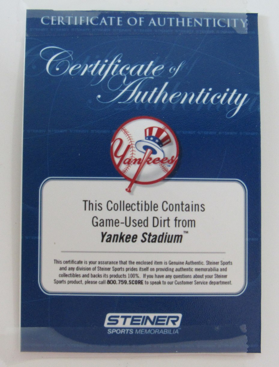 Yankee Stadium Game‑Used Dirt Display Steiner / MLB Authenticated XHC217