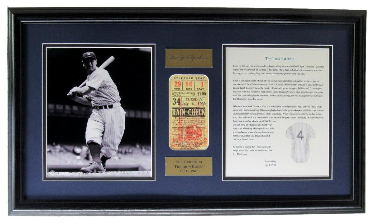 Lou Gehrig Collage  Framed Featuring “The Luckiest Man” XHC218