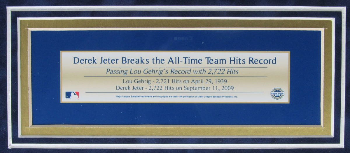 Derek Jeter Yankees 9/11/2009 Signed Ticket Collage Framed MLB/Steiner XHC219