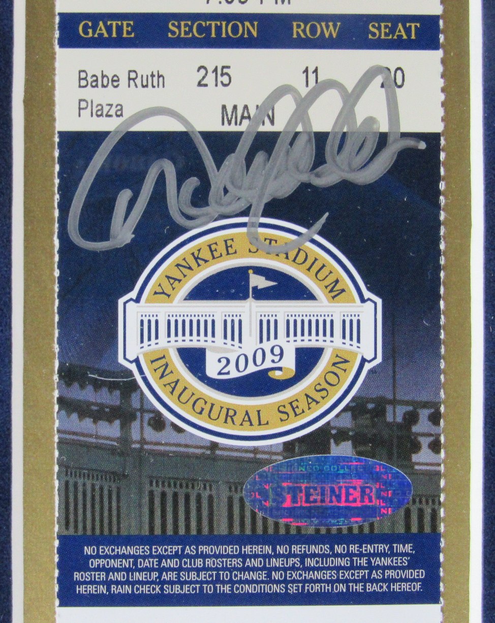 Derek Jeter Yankees 9/11/2009 Signed Ticket Collage Framed MLB/Steiner XHC219