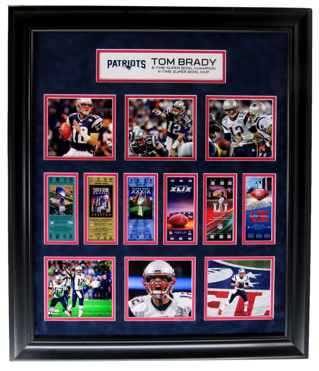 Tom Brady 6-Time Super Bowl Champion 4-Time MVP Replica Tickets Framed XHC220
