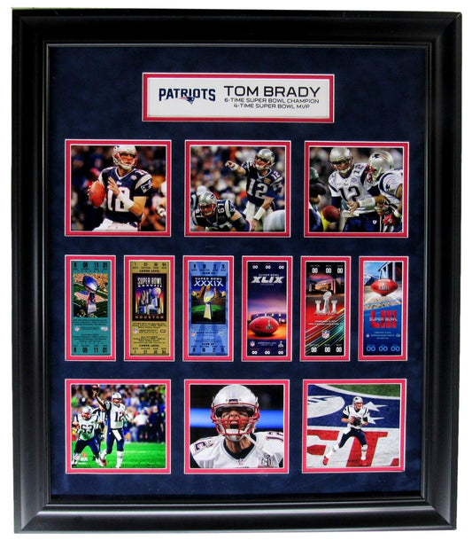 Tom Brady 6-Time Super Bowl Champion 4-Time MVP Replica Tickets Framed XHC220