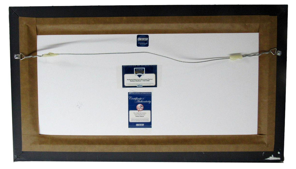 Blueprint Yankee Stadium w /Dirt & Monument Park Brick Framed Steiner XHC217