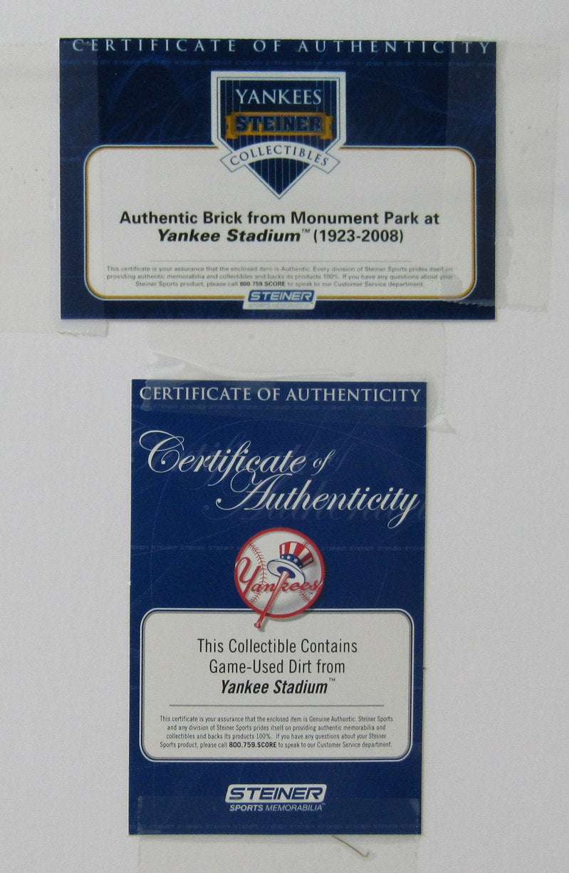 Blueprint Yankee Stadium w /Dirt & Monument Park Brick Framed Steiner XHC217