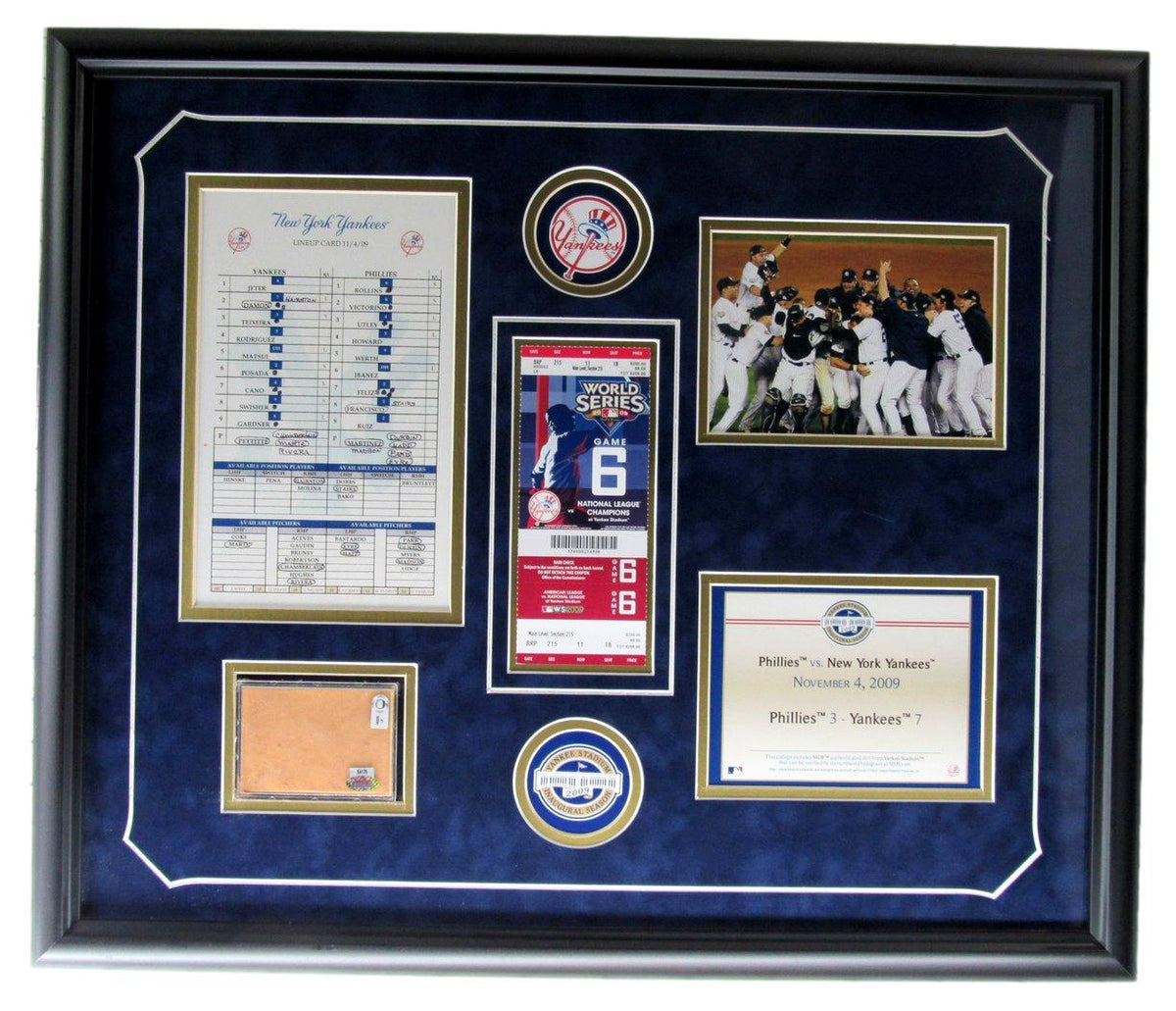 Yankees Framed Collage w/ 2009 Game 6 WS Ticket & Game‑Used Dirt Steiner XHC230