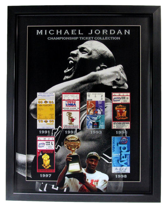 Michael Jordan 6-Time NBA Champion Collage w/ Replica Tickets Framed XHC235