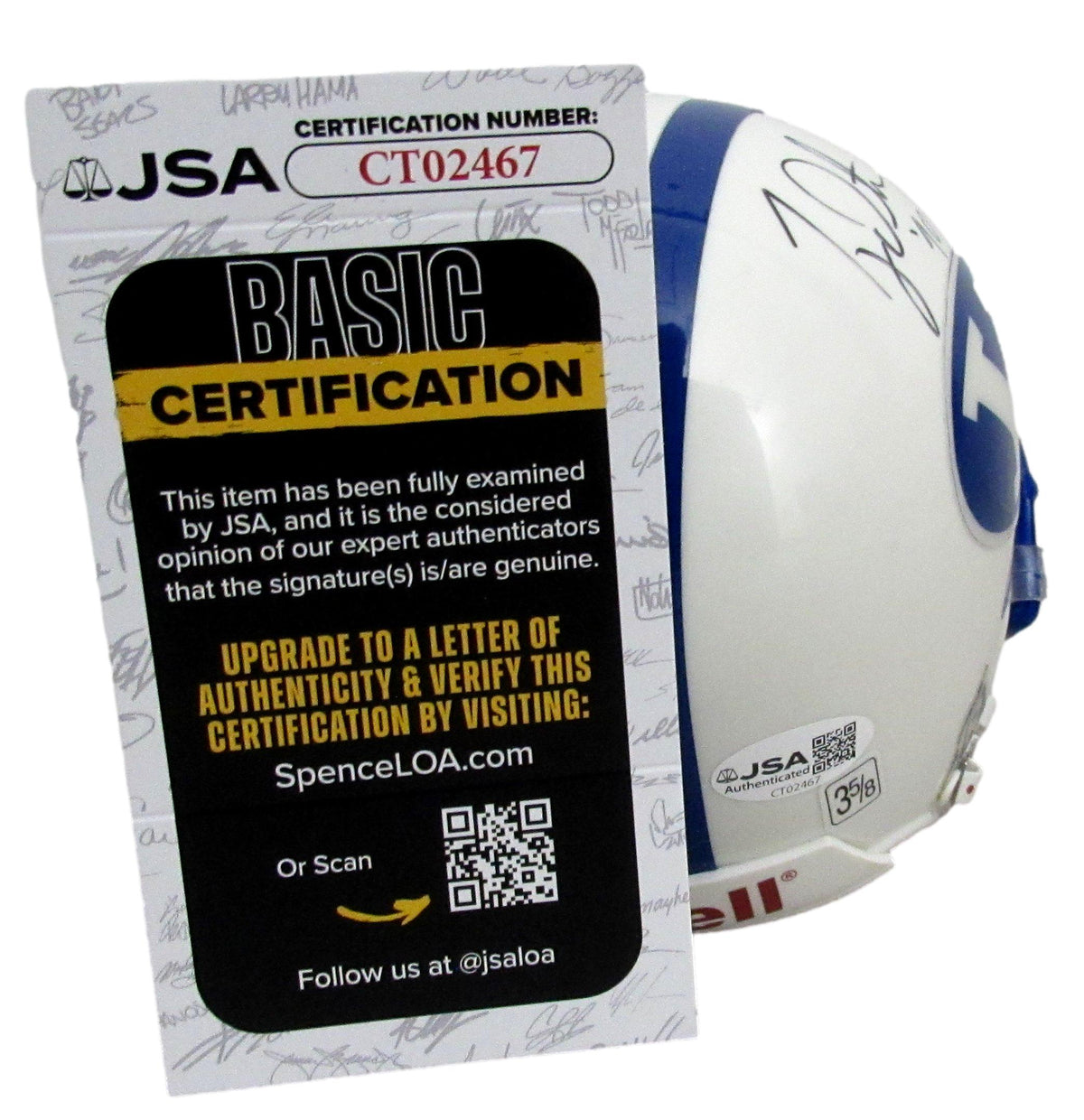 Ty Detmer Signed/Autographed White Yale Mini Football Helmet JSA 213118